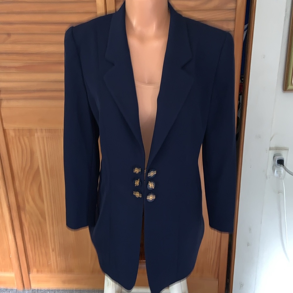 Louis Féraud classic long blazer French cuffs made in Germany 100% virgin wool - Picture 11 of 12